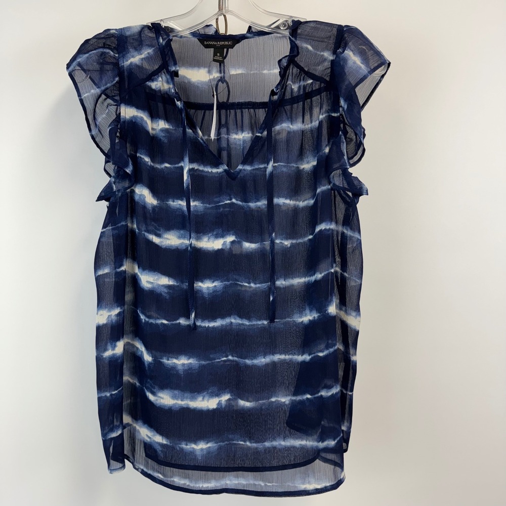 Banana Republic Sheer Blue Tie Dye Sleeveless Blouse Size‎ S NWT